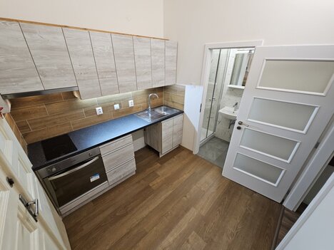 Pronájem nově zrekonstruovaného bytu 1+kk, 28 m2, Praha 2, Vinohrady, ulice Mánesova